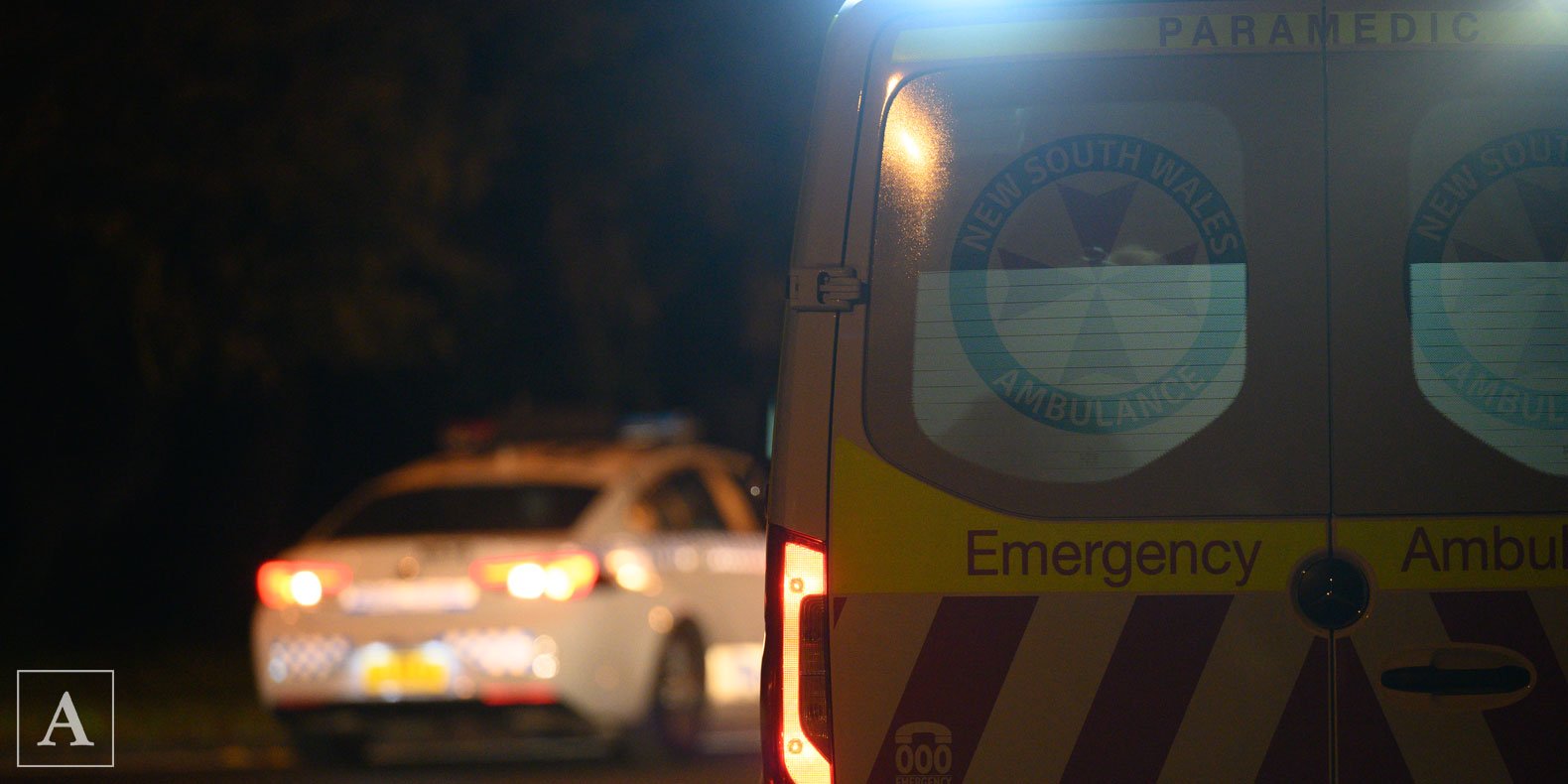 NSW Police and NSW Ambulance crews responding at night NSW Police and NSW Ambulance crews responding at night