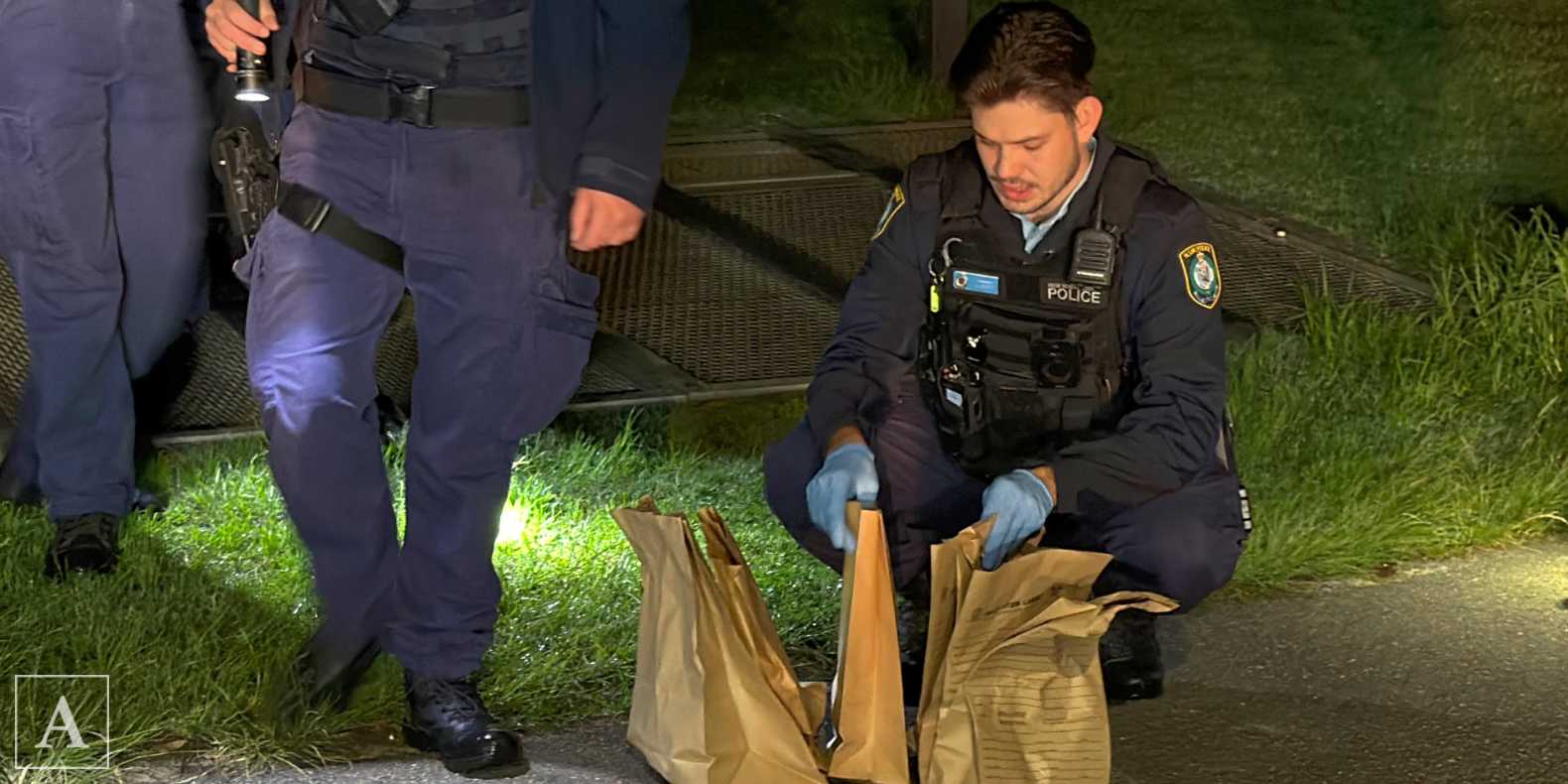 Officers attached to Northern Beaches Police Area Command collect crime scene evidence Officers attached to Northern Beaches Police Area Command collect crime scene evidence