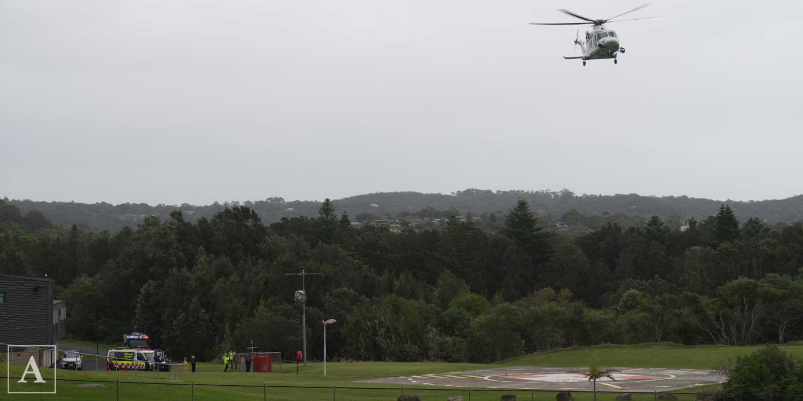 Toll NSW Ambulance Rescue Helicopter at the Mona Vale Hospital helipad